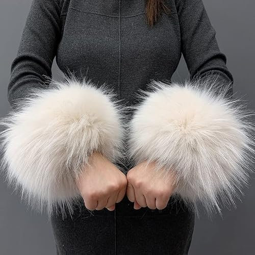 Katutude Pulswärmer Pelz Damen, Fell Manschette Stulpen Handschuhe, Pelz-Handgelenk-Band, Pulswärmer Faux Pelz Armstulpen Faux Fur Wrist Band Ring Cuffs Wärmer für Frauen