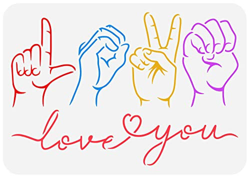 FINGERINSPIRE Liebes Gebärdensprache Schablone 21x29.7 cm Wiederverwendbare Gebärdensprache Posen Liebe Dich Malvorlage Ich Liebe Dich Schablone Zum Malen Auf Wand Holz Möbel Scrapbooking