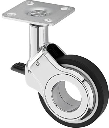 Design Möbelrolle BERLIN verchromt mit Bremse (Feststeller), Ø 60 mm, belastbar bis 60 Kg, Höhe 94,5 mm Lenkrolle Transportrolle von SOTECH