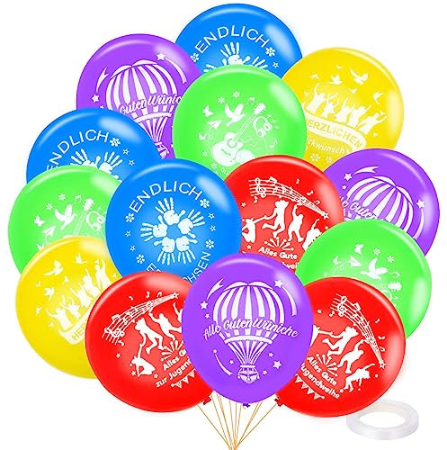 30pcs Alles Gute Zur Jugendweihe Luftballons, Bunt Latexballons, Luftballon Jugendweihe, Herzlichen Glückwunsch zur Jugendweihe Luftballons für Jungen Mädchen Erwachsene Partyfeiern