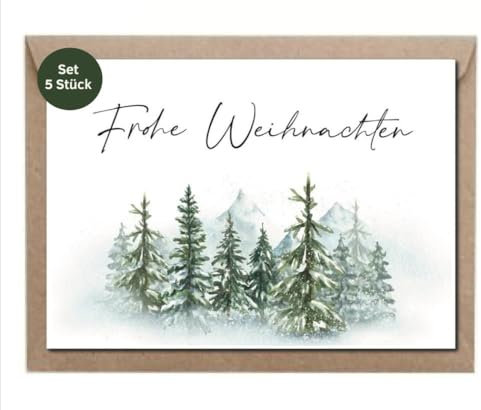 The Life Barn 5x Weihnachtskarten Set mit Umschlag Weihnachten Karten für Weihnachtspost