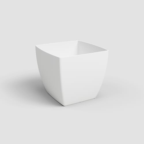 Artevasi Siena Pot - Maceta Cuadrada con Acabado Mate, plástico 100% reciclable, 40 cm, Color Blanco