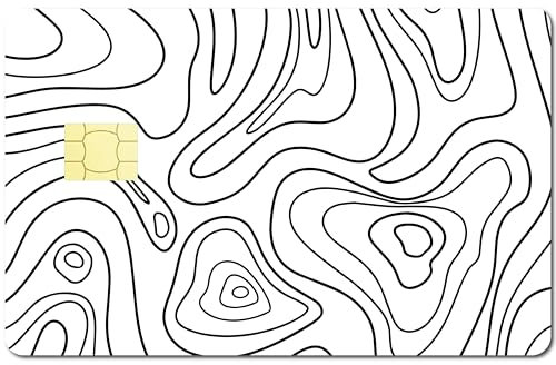 CREATCABIN Line Topography Kreditkartenaufkleber Haut Minimalismus Debitkartenhülle Personalisieren Sie Entfernbare Vinyl-Kartenhautaufkleber,Weißen Aufkleber Schützen,Für Kartendekoration,186x137mm