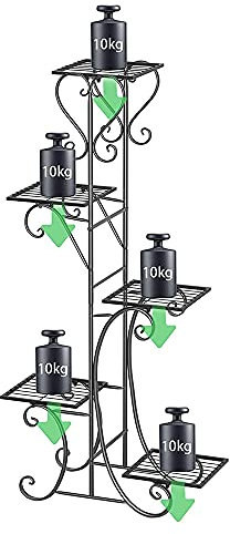 Cannoli Étagère Plante Intérieure, porte-pot de fleurs,support d'affichage,Étagère de rangement à métal ,Porte Plante Intérieur avec 5 Tablettes,pour intérieur balcon, salon, extérieur107*22*57CM
