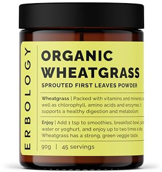 Erbology Erba di Grano in Polvere Bio 90g - 45 Porzioni - Purificazione del Corpo e Supporto Intestinale - Ricca di Clorofilla e Ferro - Direttamente dalla Fattoria in Europa - Piccolo Lotto
