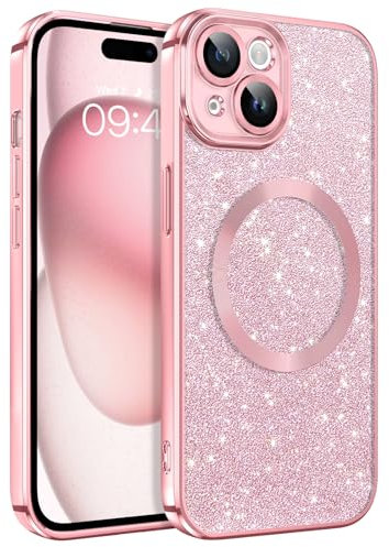 GaoBao iPhone 15 Plus Hülle Glitzer, Handyhülle iPhone 15 Plus Glitzer für MagSafe, Keine Vergilbung, Kratzfeste, Weiches TPU Stoßfeste Ganzkörperschutz Glitzer Hülle für iPhone 15 Plus 6.7, Rosa