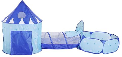 Floving 3 en 1 Kids Play Tienda Tunel de rastreo y Bola Hoyo Tienda de Playhouse Infantil con aro de Baloncesto, para Uso Interior y Exterior con Estuche portátil(Aqua)