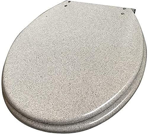 Toilet Seat Soft Closing Toilet Seat with Buffer Wc Toilet Seat Toilet Lid Cover for Family Bathroom (Gold) (White)