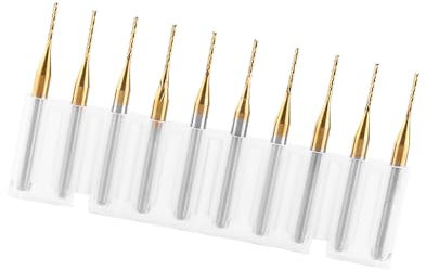 Tbest Broca de Molino CNC de Extremo Plano de 1 Mm, Nariz Cuadrada 10 Piezas de Titanio Cubierta de Tungsteno Engling Grabado Bolling Freshing Cutter 3.175 Mmx1mm