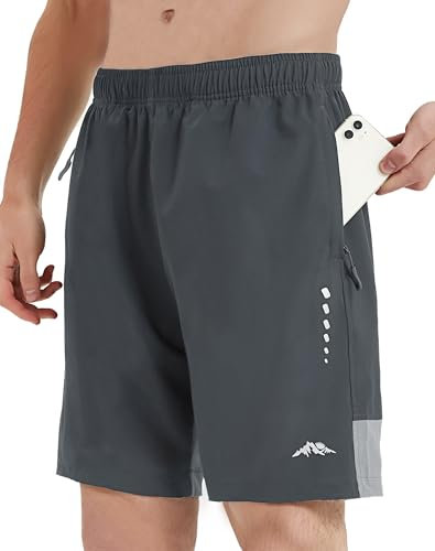 AlpinePulse Kurze Hosen Herren Sporthose mit Reißverschlusstasche Schnelltrocknende Running Shorts Leichte Sport Shorts Robuste Laufhose Kurz
