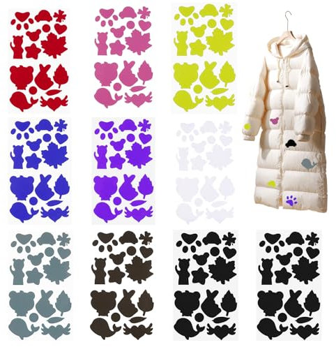 10 Blatt Farbige Flicken für Daunenjacke, Mehrere Muster, Selbstklebende Reparaturpatches, Waschbare Bügelflicken, Anwendbar auf Daunenjacke, Zeltkleidung, Tasche