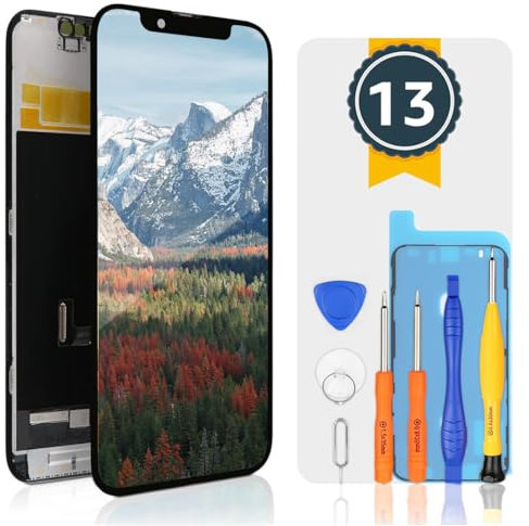 bokman für iPhone 13 Display Reparaturset Schwarz, FHD-Anzeige und Ersatz für Touchscreen Passendes Profi-Werkzeugset enthalten(True Tone programmierbar, Face ID)