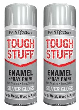 SDMAX Enamel Silver Spray Paint, Gloss Finish, Long-Lasting, Non-Cracking, Fast Drying, Easy To Apply, Portable And Lightweight, Interior And Exterior Use, 400ml (2PCS)