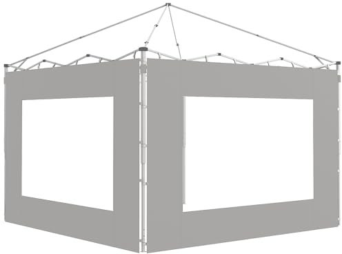 Outsunny Paredes Laterales para Carpa de 2 Paneles 295x195 cm Paredes Laterales de Repuesto de Tela Oxford con Ventana para Carpas de 6x3 m 3x3 m Gris