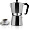 KAYNUR Stovetop Espresso Coffee Maker Classic Italian Design, Aluminum Percolator for Gas & Electric Stoves, Includes Gasket and Filter Silver, 700ml, 12 Cup