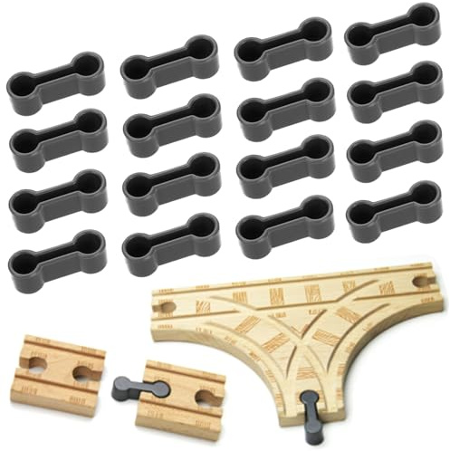 RHQFDM 20 Stücke Spielzeugeisenbahn Verbindungsstücke,Gleisverbinder,Schienenverbinder,Zuggleisverbinder,Holzschienen Adapter Verbinder,Eisenbahn Zubehör,Universal Holzeisenbahn Adapter Set（Grau）