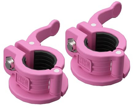 MAXRICH T Barbell Clamp 1 inch Multiple Sizes & Adjustable Weight Clips for Barbell Quick Release Barbell Clips|Barbell Collar Bar Locks for Weight Lifting (PINK)