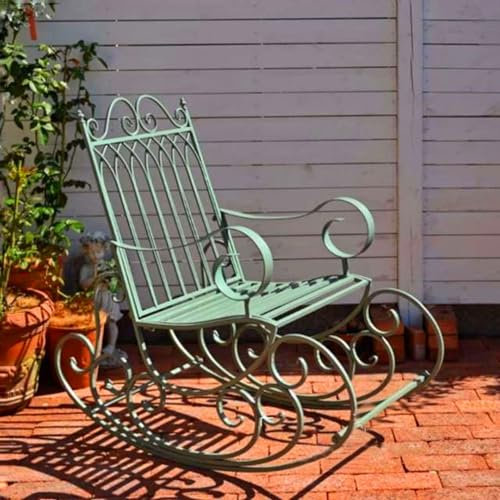 Gartenbank aus Metall, Schaukelstuhl, Schaukelstuhl für Außenbereich, Terrasse, Bistro, Esszimmer, grüne Farbauswahl