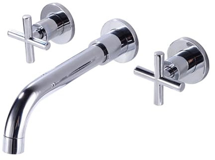 Rubinetto Bagno Lavabo Miscelatore Rubinetto Ottone Spazzolato Montaggio a Parete Cromato Rubinetti Girevoli A 360° per Lavandino Del Bagno Monoblocco