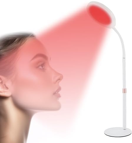 Kingbar Rotlichtlampe, 660nm, 128 LEDs Rotlichtlampe Mit Timer Und Ständer, Rotlichtlampe Therapie Für Gesicht, Körper Genesung, Rücken, Verstellbarer Schwanenhals