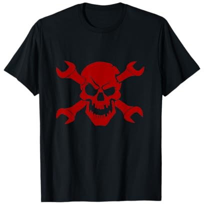 Red Skull Head Open Ended Wrench Spanner T-Shirt