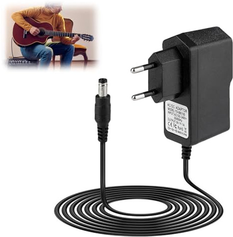 Dupoem 9 V 1 A - Fuente de alimentación para pedal de guitarra, centro negativo con manguito positivo, adaptador DC 9 V para pedales de efectos Looper Stompbox, cargador de pared compatible con Casio