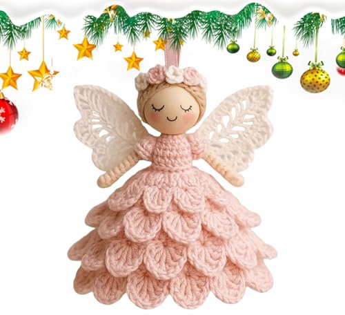 Siuwddee Häkel Engel Ornamente - Handgemachte Wiederverwendbare Farbechte Garn Dekorationen - Gehäkelte Engel Puppe Dekoration | Für Männer Frauen Kinder Mädchen Anfänger Weihnachten Geburtstag