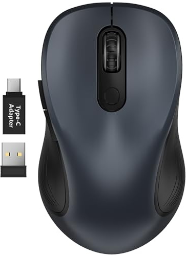 SABLUTE M01 Maus Kabellos, 6 Leise Tasten, 3 DPI, Links/Rechtshänder-Grau | 800/1200/1600 Einstellbare DPI, Niedriger Stromverbrauch, Lange Standby Zeit, 2,4 GHz Funkmaus für Laptop/PC/Mac/Linux