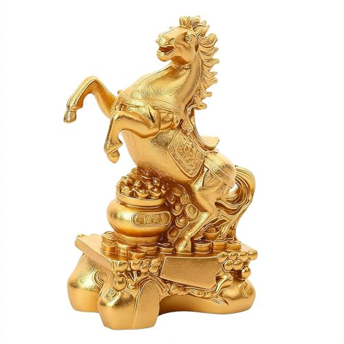 Bduttlefish Pferdestatue, Jahr des Pferdes 2026 Dekor-Figuren, Kunstharz-Pferde-Skulptur Chinesisches Neujahr 2026 Tierskulptur Tischdekoration für Zuhause, Anziehung von Reichtum und Glück