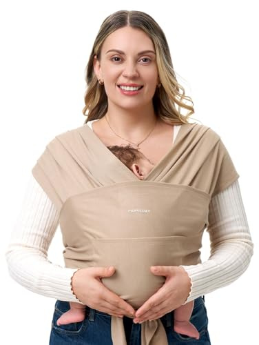 Momcozy Ring Sling Tragetuch Neugeborene 3,6-15 kg Helles Kaffeebraun | Oeko-Tex 100 zertifiziert, 95% Polyester 5% Elasthan, atmungsaktiv, ab Geburt 3,6 kg, bis 15 kg, verstellbar, ergonomisch
