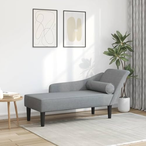 toolkix Chaiselongue ljusgrå tyg med kudde, 141 x 55,5 x 66,5 cm, avslappnande vardagsrum, recamiere-soffa, sovfåtölj, ottomansoffa, XXL-fåtölj för komfort och avkoppling
