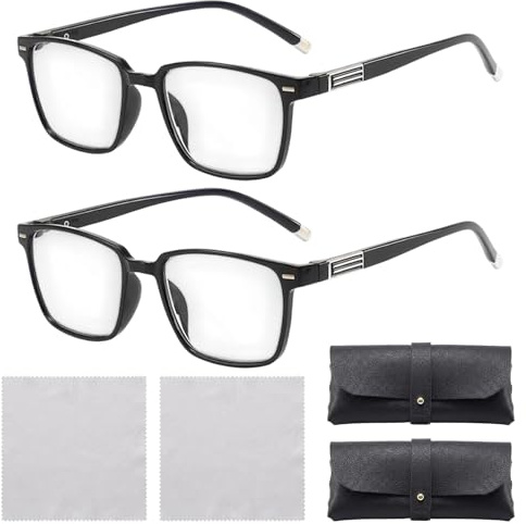 YQOPDEBD 2 Stück Brille die sich automatisch der Sehstärke anpasst, Autofokus Brille mit Selbsteinstellung, für verschiedene Sehstärken, Mit zwei Inklusive Brillenetui und Brillehandtuc