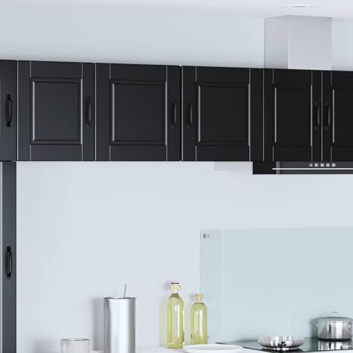 GeenYuu Meuble Mural Porto en Bois d'ingénierie Noir 40 x 31 x 40 cm avec Porte et étagère pour Rangement Cuisine Vaisselle épices ustensiles et casseroles