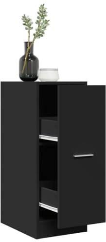 Nusvialune Armoire à pharmacie en bois noir, 30 x 41 x 77,5 cm, avec 2 tiroirs, matériau stable, espace de rangement polyvalent, pour salon, bureau, couloir, rangement pratique et ordre