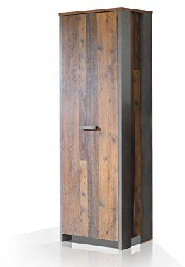 moebel-eins Cassia Garderobenschrank, Material Dekorspanplatte, Old Wood Vintage Nachbildung/betonfarbig