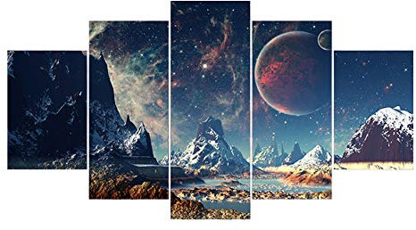 AFYH Wand Leinwand, Leinwand Malerei Tapete Wandbild, 5 Stücke Verbindung Malerei Gezwungen Starry Sky Malerei 3D Dreidimensionale Textur, Wohnzimmer Studie Ölgemälde.