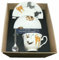 crackinchina Cats trio set. cup & saucer with teaspoon and matching tea plate gift boxed