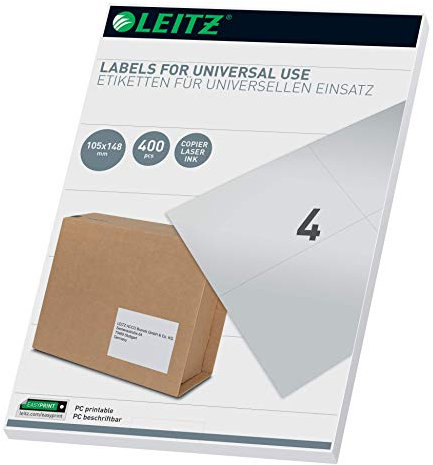 Leitz PC-beschriftbare Universal Etiketten 105 x 148 mm, Weiß, 61730001