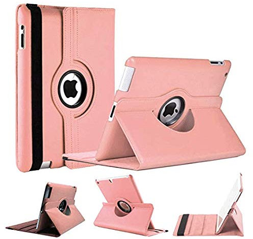 WorldBiz Étui pour iPad Pro 12,9 (1ère et 2ème génération 2015 et 2017) Rotation 360° Protection Totale avec Fonction Support Pliable Couleur Or Rose
