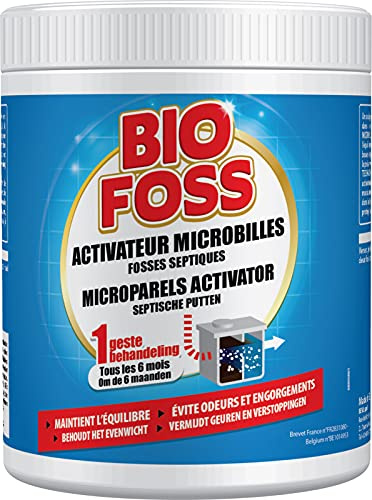 Bio Foss - Activateur Microbilles pour Fosses Septiques, Maintient l'équilibre de la fosse, Evite engorgements et mauvaises odeurs, 500 g