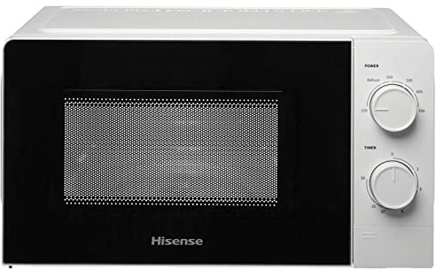 Hisense H20MOWS1 Forno Microonde con Controllo Meccanico, Capacità 20 L, Potenza 700 Watt su 6 Livelli, Colore Bianco