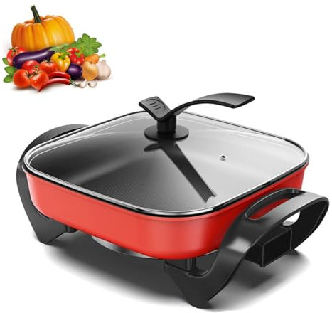 Quartet Pot cuisinière électrique multifonctionnelle antiadhésive Pot carrée mijoteuse mijoteuse (Prise européenne 220 V)