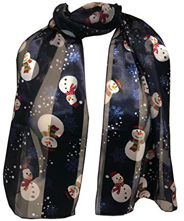 Pamper Yourself Now Snowman Design Scarf Thin Pretty Christmas Scarf, Great as a Present/Gift.