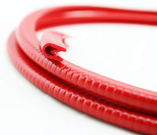 SMI-Kantenschutzprofil KS1-4R für 1-4mm PVC mit Stahleinlage Rot selbstklemmend ohne Kleber - Kantenschutz, Kederprofil, Kantenprofil, Kantenschutzleiste für Autotüren, Bleche (50 m)