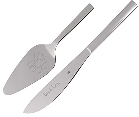 Herz & Heim® WMF Tortenheber und Tortenmesser zur Hochzeit mit Gravur Topf und Deckel