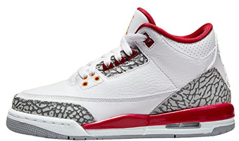 Big Kid's Jordan 3 Retro Cardinal Red White/Lt Curry-Cardinal Red (398614 126), Weiß/Light Curry/Cardinal Red, 19.5 EU