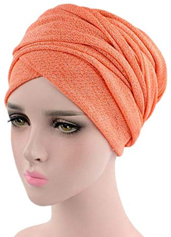 BOTCAM Frauen Indien Afrika Muslim Stretch Turban Hut Kopftuch WickelmüTze Baumwolle Kopftuch Headscarf Chemo Turban Muslim Bandana KopftüCher Headwrap Hijab Schals Kopfbedeckung Mode Plissee