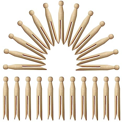 Clavijas de madera resistentes para la línea de lavado, 24 piezas de estilo tradicional de madera para la línea de lavado, pinzas de lavandería fuertes, ideales para hacer manualidades y prendedores