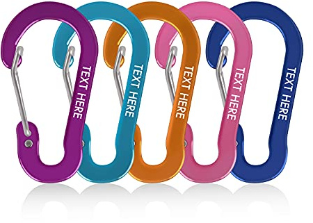 Personalisierte Text Gravur Karabiner,Schraubkarabiner mit gefederter Verschluss,S Form Karabiner Set,Karabiner Alu,für Hängematten,Camping,Wandern oder Reisen