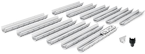 MEA Dekorative Entwässerungsrinne DECOSTONE, 12er Pack (12x1m) mit Lochblech aus verzinktem Stahl mit Zubehör - Entwässerungssystem für Terrassen, Garageneinfahrten, Gärten und Fußgängerzonen. BK A15